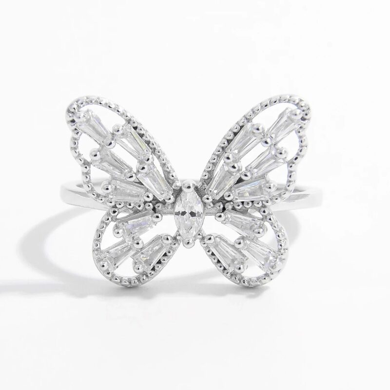 Silvery Butterfly Ring