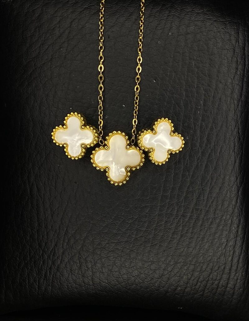 Golden Ivory Clover Necklace set